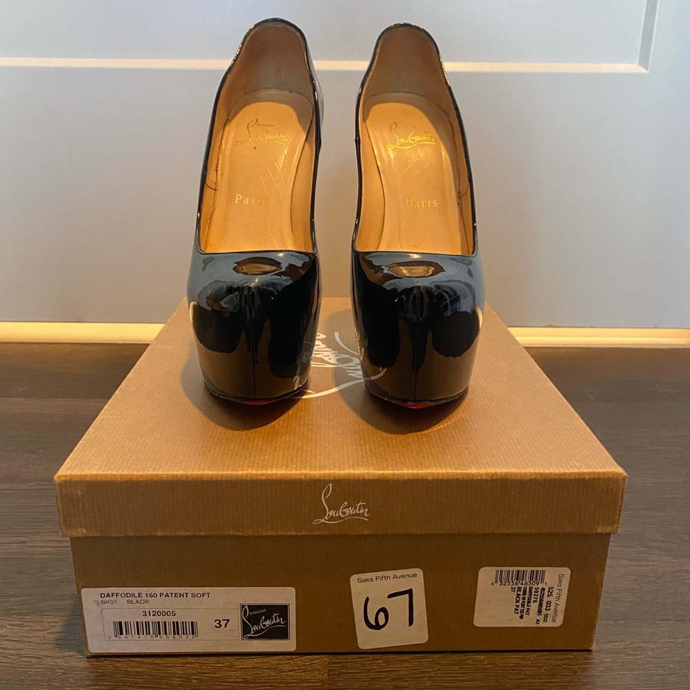 Christian Louboutin Black Patent Leather Daffodil Platform Heeled Pumps